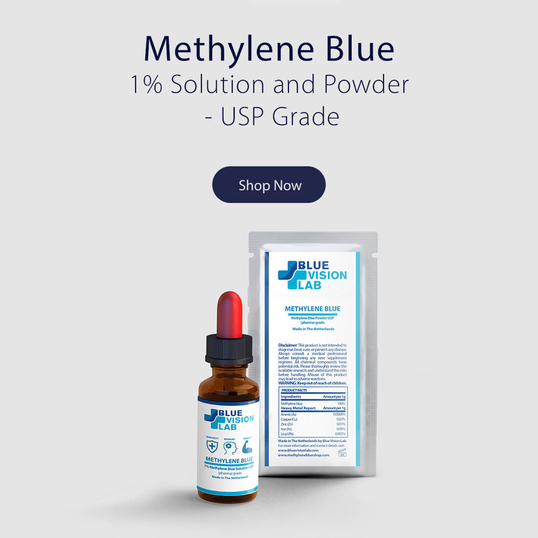 Buy high purity, USP grade Methylene Blue products by Blue Vision Lab